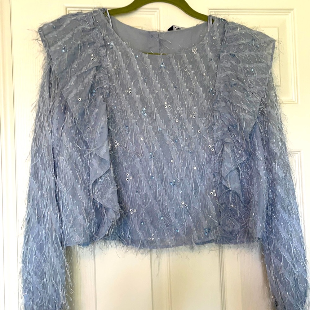 Zara feather top with button back